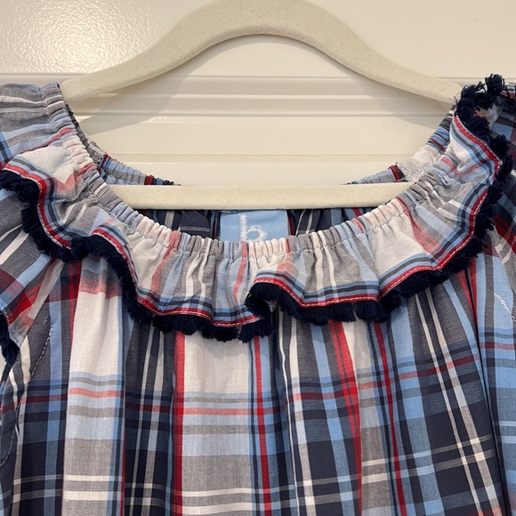 Bella Bliss Girls Size 8 plaid boat neck flutter sleeve dress - Picture 5 of 6